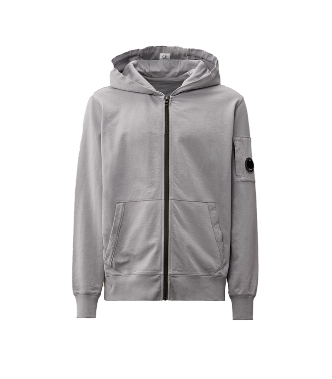 LIGHT FLEECE ZIPPED HOODED SWEATSHIRT BLACK C.P. COMPANY - Sweatshirt